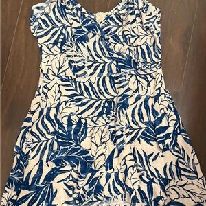 Ocean Drive Navy and White Leaf Pattern Dress